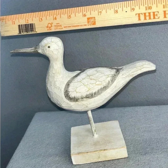 Hand carved Shorebird figure decoy on base seabird nautical decoration farmhouse - Picture 5 of 7